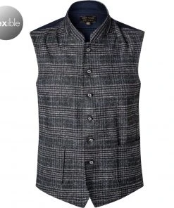 Pierre Cardin Weste Gui 97346/000/15409/2201 Wolle, Schwarz kariert, Schwarz