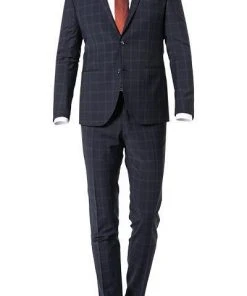CG Anzug Ian SV/Ike 90-149S3/423722+433093/63 Super Slim Fit, Wolle, Dunkelblau kariert, Dunkelblau