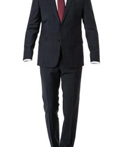 Strellson Anzug Allen/Mercer 30025247+8/401 Anzug Allen-Mercer, Slim Fit, Schurwoll-Stretch, Dunkelblau kariert, Dunkelblau