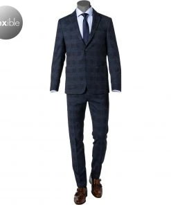 Pierre Cardin Anzug 42288+72534/810/14269/3200 Modern Fit, Mikrofaser, Blau kariert, Blau