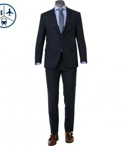 Carl Gross Anzug 00-071S0/147921+24/63 Modern Fit, Woll-Stretch, Dunkelblau meliert, Dunkelblau