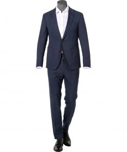 JOOP! Anzug Hustle-Bax 30025700+701/410 Slim Fit, Woll-Stretch, Dunkelblau meliert, Dunkelblau