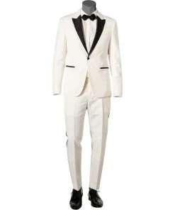 Strellson Anzug Askan-Luv 30027220+221/103 Smoking Askan-Luv, Slim Fit, Baumwoll-Leinen, Ecru, Wollweiß