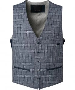ROY ROBSON Weste 005045041466100/H420 Baumwolle-Leinen, Mittelblau kariert, Mittelblau
