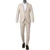 CG Anzug Paul SV+Paco 11-077N3/225222+230053/22 Slim Fit, Leinen-Wolle, Beige kariert, Hellbeige