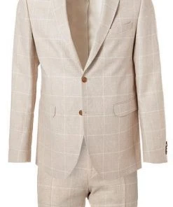 CG Anzug Paul SV+Paco 11-077N3/225222+230053/22 Slim Fit, Leinen-Wolle, Beige kariert, Hellbeige -Anzüge & Westen Verkäufe 364551 norm2