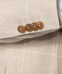 CG Anzug Paul SV+Paco 11-077N3/225222+230053/22 Slim Fit, Leinen-Wolle, Beige kariert, Hellbeige -Anzüge & Westen Verkäufe 364551 norm4