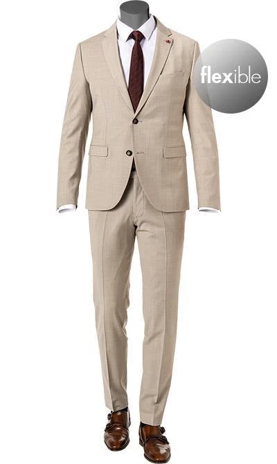 CINQUE Anzug Cimonopoli 2239+2139-1543/25 Super Slim, Schurwoll-Stretch, Beige meliert, Beige 4 CINQUE Anzug Cimonopoli 2239+2139-1543/25 Super Slim, Schurwoll-Stretch, Beige meliert, Beige – Bild 2