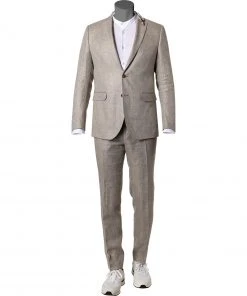 CG Anzug Paul SV/Paco 11-071N0/225222+230053/21 Slim Fit, Leinen-Lyocell, Sand meliert, Sand