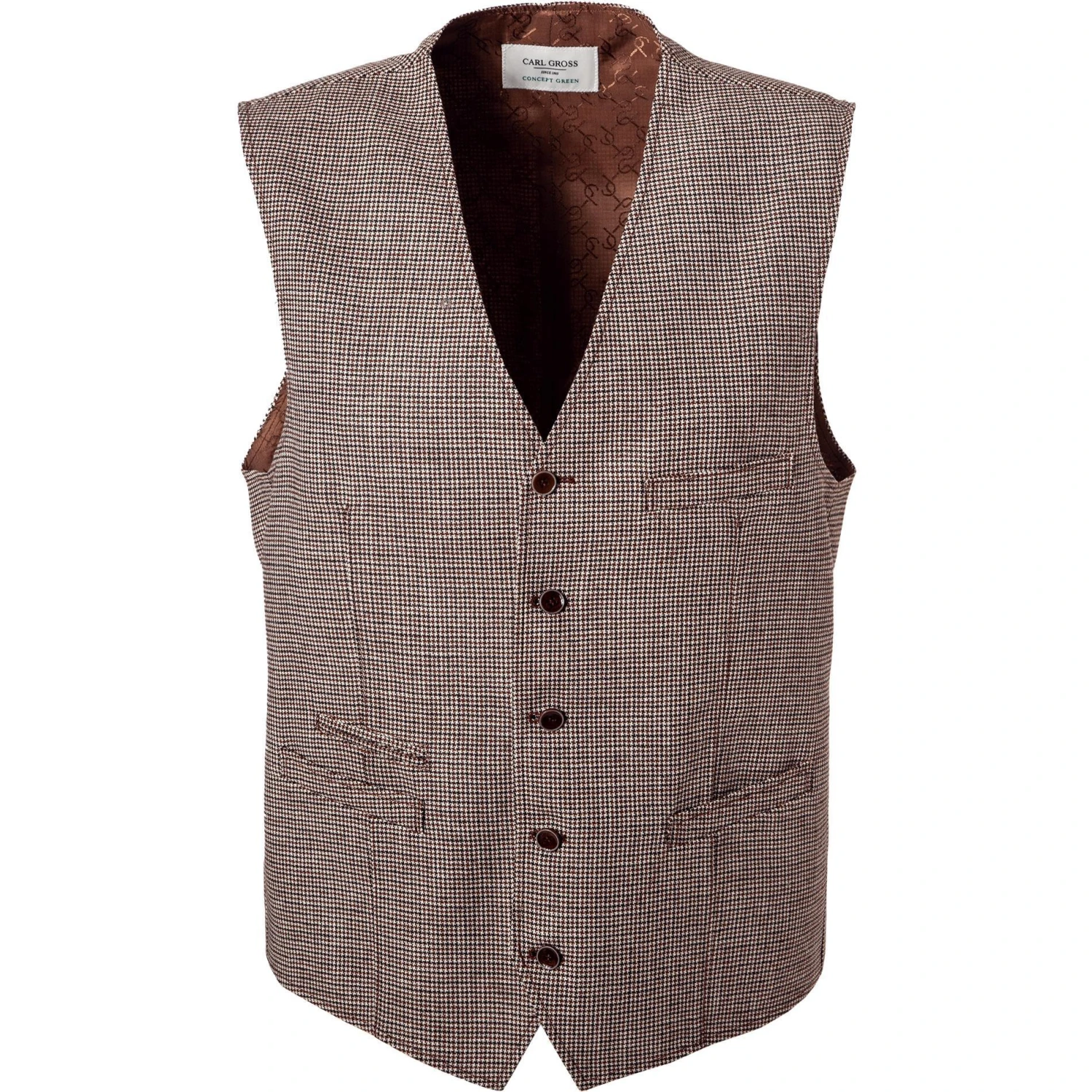 Carl Gross Weste Wilson-G 11-195S6/145180/72 Wolle-Leinen, Braun gemustert, Braun 3 Carl Gross Weste Wilson-G 11-195S6/145180/72 Wolle-Leinen, Braun gemustert, Braun