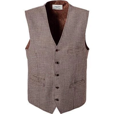 Carl Gross Weste Wilson-G 11-195S6/145180/72 Wolle-Leinen, Braun gemustert, Braun 4 Carl Gross Weste Wilson-G 11-195S6/145180/72 Wolle-Leinen, Braun gemustert, Braun – Bild 2