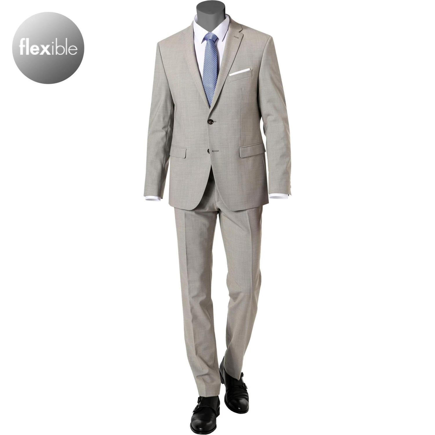 Pierre Cardin Anzug 52261+72240/850/55821/7830 Regular Fit, Schurwoll-Stretch Futureflex, Beige meliert, Beige 3 Pierre Cardin Anzug 52261+72240/850/55821/7830 Regular Fit, Schurwoll-Stretch Futureflex, Beige meliert, Beige