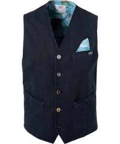 BOB Weste SHOP403 T403/navy Baumwolle-Leinen