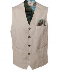 BOB Weste SHOP403 T403/sabbia Baumwolle-Leinen, Beige