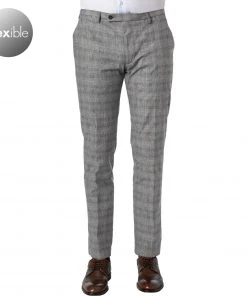 CINQUE Hose Cibravo 2123-6118/68 Baumwolle-Leinen, Blau-beige kariert , Blau-beige