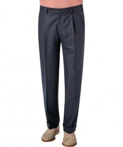 HILTL Hose Milano-U 42053/33802/42 Hose Milano U, Classic Fit, Flanell, Nachtblau meliert, Nachtblau