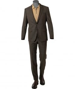 BOSS Anzug Huge-Genius 50460491+474/308 Slim Fit, Schurwolle, Braun meliert, Braun