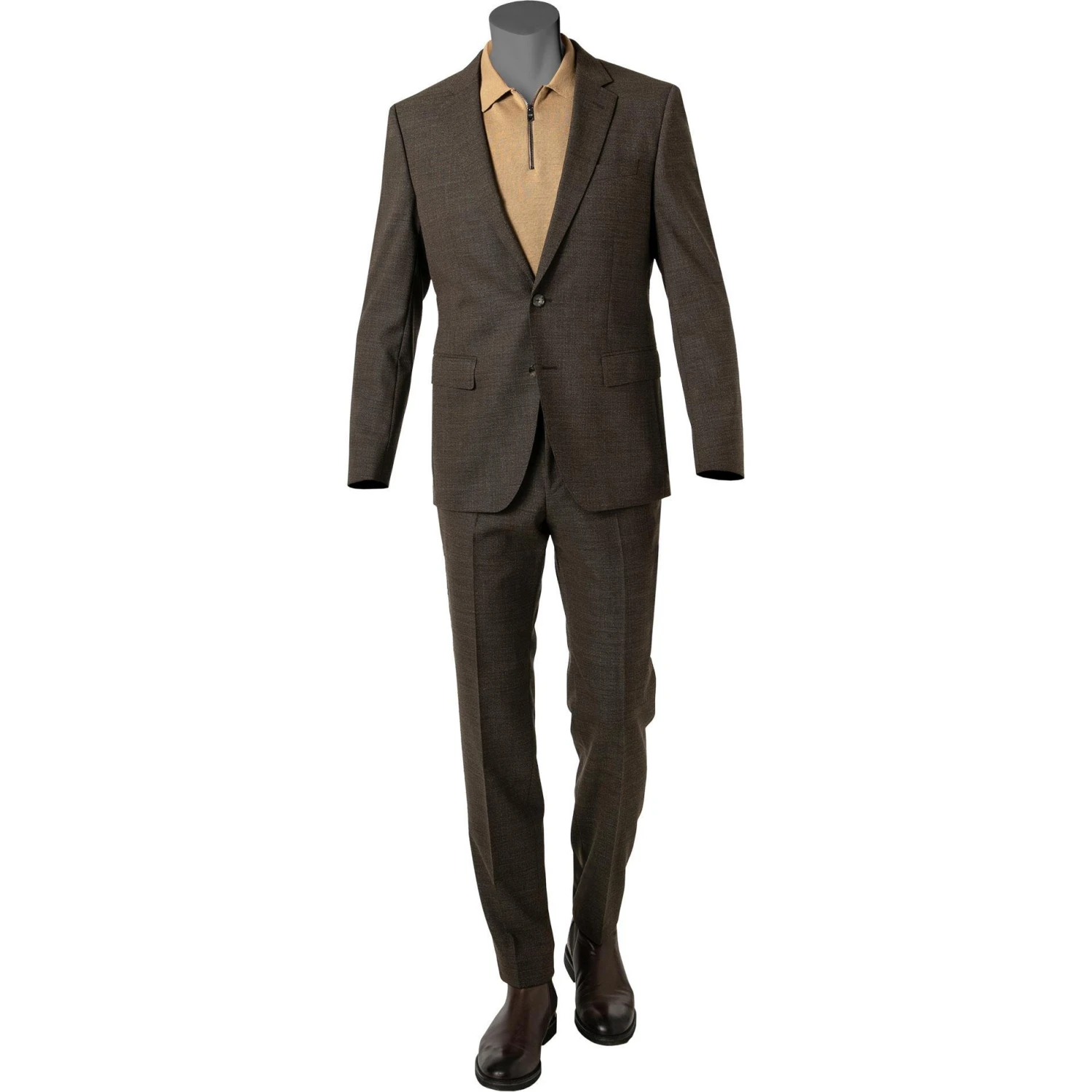 BOSS Anzug Huge-Genius 50460491+474/308 Slim Fit, Schurwolle, Braun meliert, Braun 3 BOSS Anzug Huge-Genius 50460491+474/308 Slim Fit, Schurwolle, Braun meliert, Braun