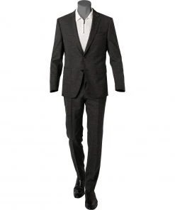 BOSS Anzug Huge-Genius 50460491+474/001 Slim Fit, Schurwolle, Schwarz meliert, Schwarz