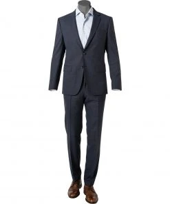 BOSS Anzug Huge-Genius 50460491+474/404 Slim Fit, Schurwolle, Dunkelblau meliert, Dunkelblau