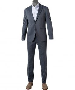 BOSS Anzug Jasper-Leon 50460589+62612/407 Regular Fit, Jersey halbgefüttert, Mittelblau meliert, Blau