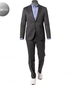 BOSS Anzug Jasper-Leon 50460586+2601/030 Regular Fit, Jersey halbgefüttert, Grau meliert, Mittelgrau