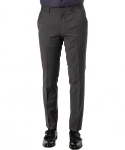 HUGO Hose Hesten 50446520/028 Extra Slim Fit, Schurwoll-Stretch, Grau meliert, Grau