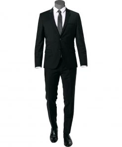 HUGO Anzug Arti-Hesten 50446523+520/001 Extra Slim Fit, Schurwoll-Stretch, Schwarz