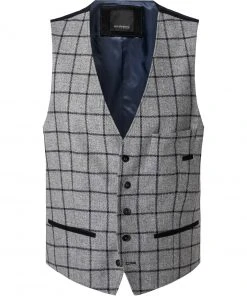 ROY ROBSON Weste 005055381466100/H050 Schurwolle, Grau-dunkelblau kariert, Grau-dunkelblau