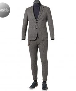 CG Anzug Cirk SV-Clow 12-009J3/225352+239333/82 Slim Fit, Jersey, Navy-braun kariert, Navy-braun