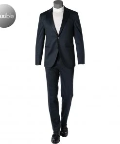 BOSS Anzug Jasper-Leon 50460587+62611/405 Regular Fit, Jersey, Dunkelblau kariert, Dunkelblau