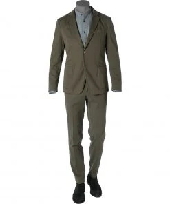 BOSS Anzug Hanry-Genius 50459993+50460310/308 Slim Fit, Baumwoll-Stretch, Olivgrün, Dunkelolive