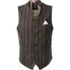 BOB Weste HILL505 T505/grigio Wolle, Grau-braun gestreift