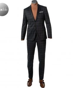 JOOP! Anzug Herby-Blayr 30028779+8820/402 Slim Fit, Jersey, Dunkelblau kariert, Dunkelblau