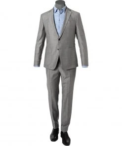JOOP! Anzug Hustle-Bax 30029126+129/050 Slim Fit, Schurwoll-Stretch, Hellgrau meliert, Hellgrau