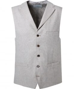 Carl Gross Weste 21-174N1/145170/21 Leinen, Sand kariert, Sand