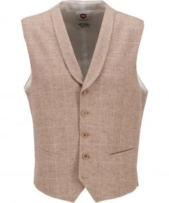 CG Weste Paddy 15-004S3/242340/22 Slim Fit, Baumwolle, Sand kariert, Sand