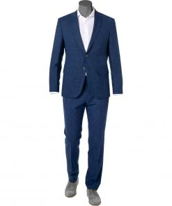 BOSS Anzug Jasper/Leon 50469527+9508/404 Regular Fit, Wolle-Leinen, Dunkelblau meliert, Dunkelblau