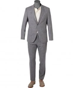 BOSS Anzug Jasper/Leon 50469527+9508/030 Regular Fit, Wolle-Leinen, Mittelgrau meliert, Mittelgrau